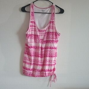 Everlast Athletic Tank Top Women's Size Large Fitted Tie Pink And White Tie-dye